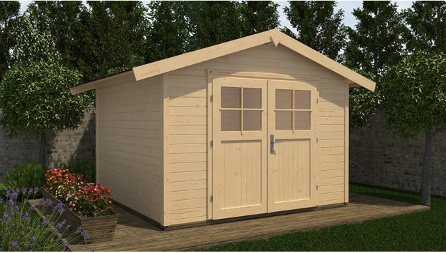 WEKA Gartenhaus 122 Gr.2 aus Fichtenholz mit Satteldach in Beige, B/H/T: 285 x 237 x 235 cm - Bild 1