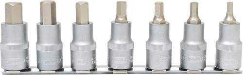 KS Tools 1/2" Bit-Stecknuss-Satz Innensechskant, kurz, 7-teilig, Chrome Vanadium, Silber - Bild 1