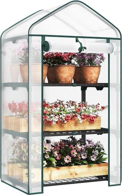 WOLTU Gewächshaus mit aufrollbarer Tür in Weiß für Garten, Balkon und Terrasse, B/T/H: 69 x 49 x 125 cm - Bild 1