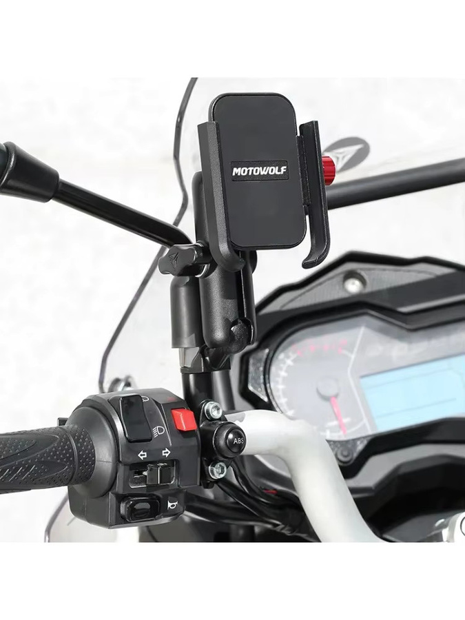 Universal Aluminium Lenker Handyhalter für Motorrad und Fahrrad mit USB-Ladegerät, Schwarz, 12-24V - Bild 6