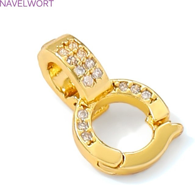 Anhänger-Bügelverschluss Messing, 18K vergoldet, Zirkonia, Gold - Bild 1