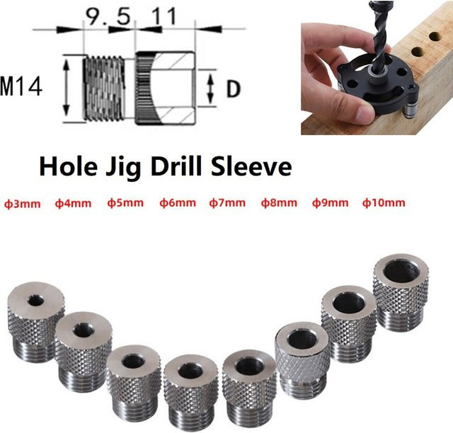 Vibratite Bohrhülse aus Edelstahl in Silber für präzise Positionierung von 3-10 mm mit M14 x 1,5 Gewinde zur Bohrführung bei der Holzbearbeitung - Bild 1