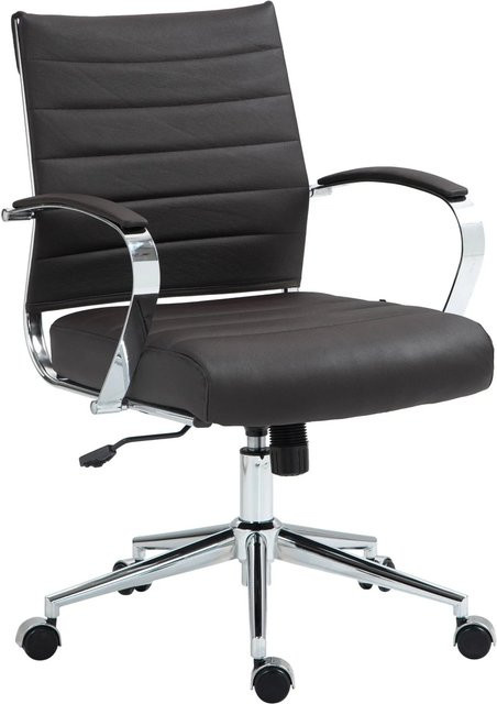 DELUKE EVOK Ergonomischer Bürostuhl aus Echtleder in Dunkelbraun mit Armlehnen und Rollen, belastbar bis 130 kg - Bild 1