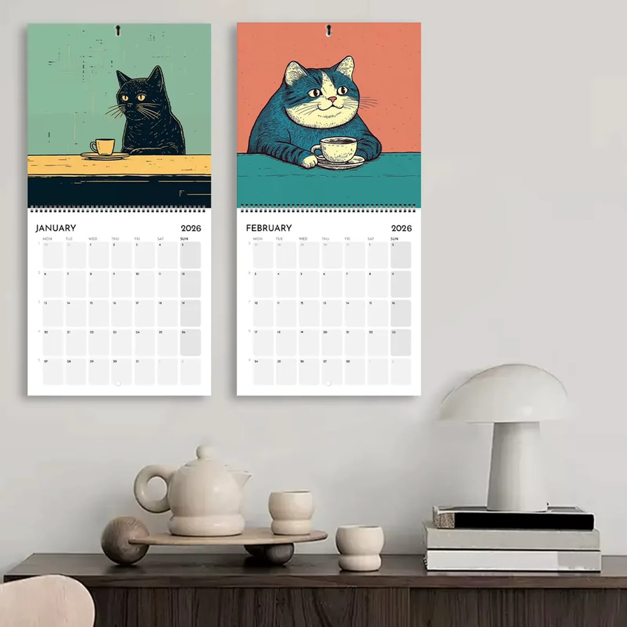 Wandkalender 2026 mit Katzen-Design in Multicolour zum Aufhängen - Bild 2