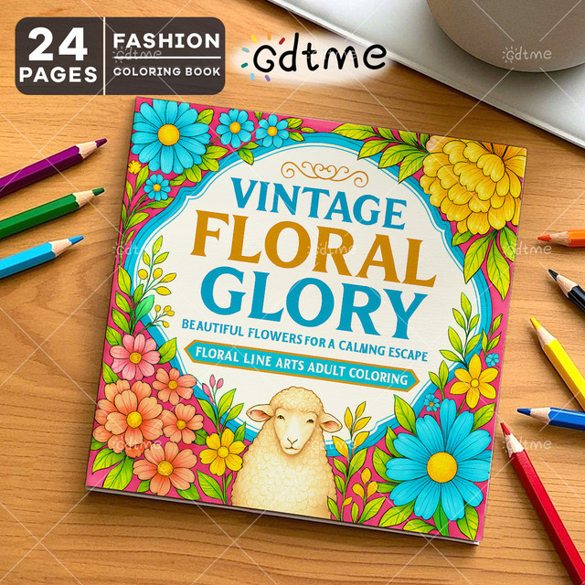 VINTAGE FLORAL Malbuch für Erwachsene mit 24 floralen Mustern und inspirierenden Texten in Multicolour - Bild 1