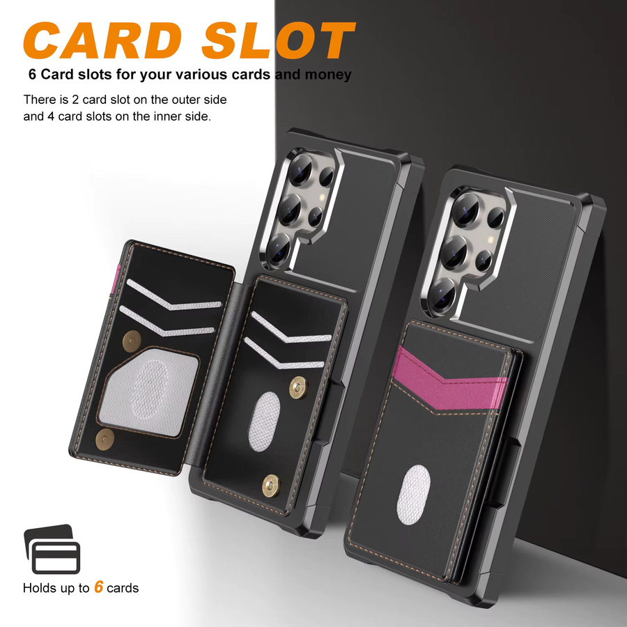 Stoßfeste Handyhülle mit Flip-Kartenhalter für Samsung Galaxy S25 Edge S24 FE S23 S22 Ultra Plus A17 A56 A55 A36 A16 A15 in Schwarz und Blau - Bild 2