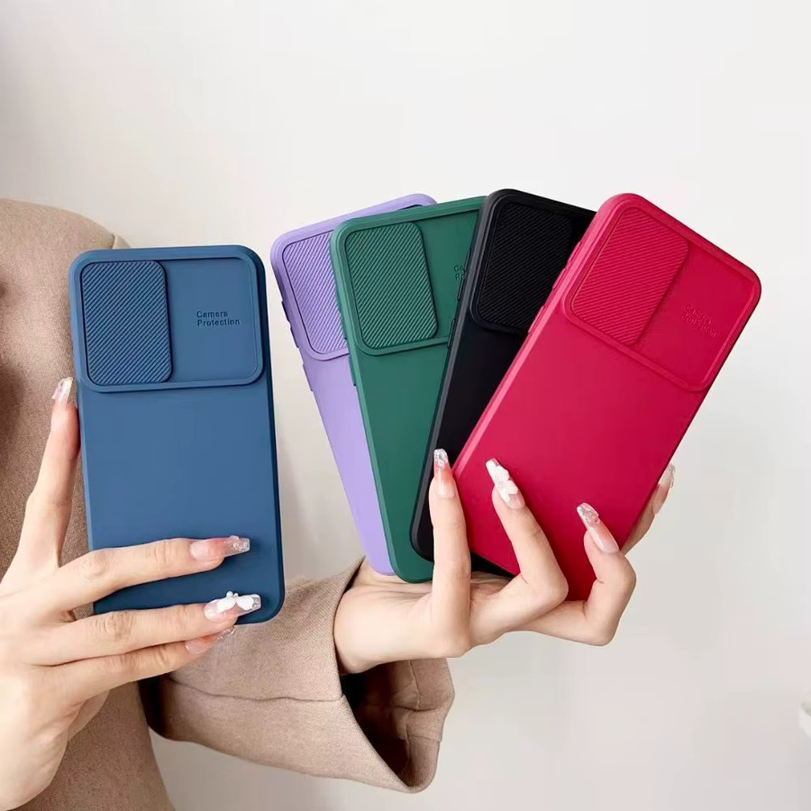 Stoßfeste Flüssig-Silikon Schutzhülle mit Kamera-Schiebeabdeckung für Samsung Galaxy S26 S25 A36 A56 Ultra in Matt - Bild 2