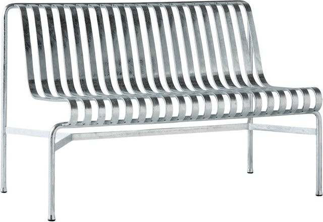 HAY Palissade Dining Bench ohne Armlehne aus pulverbeschichtetem Stahl in Silber - Bild 1