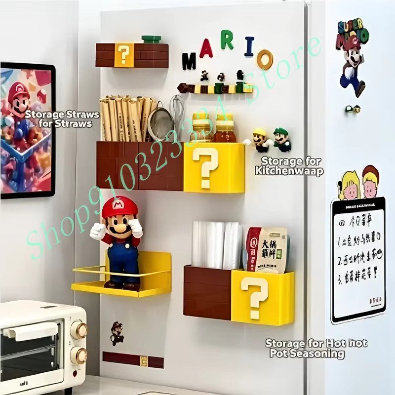 Bandai Mario Question Block Wandaufbewahrungsorganizer in Gelb aus Kunststoff - Bild 2