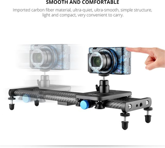 YELANGU L40T Carbon Fiber Kamera Track Slider in Schwarz für Canon Nikon Sony DSLR und Smartphone - Bild 1