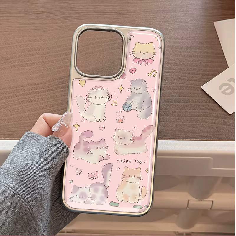 DecoPhone Sturzsichere Handyhülle aus Epoxy mit Katzen-Design in Rosa für iPhone 11 bis iPhone 16 Pro Max und iPhone 23 Pro Max AIR PLUS - Bild 2