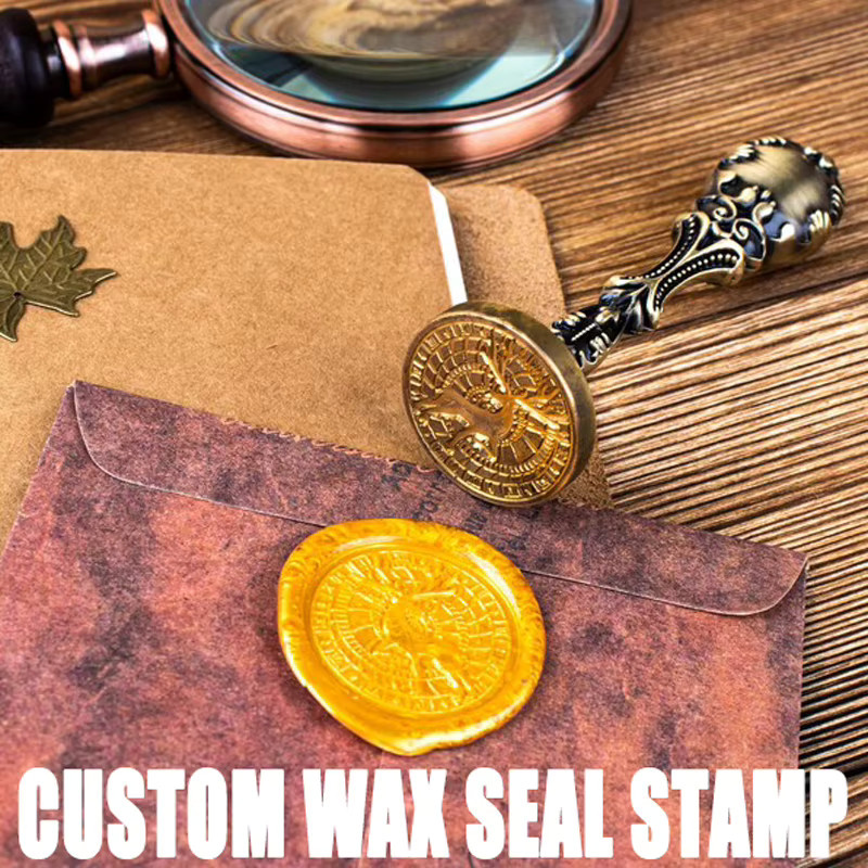 Personalisierter Wachssiegel Stempel mit individuellem Logo Design in Gold für DIY Weihnachtsdekoration und Handwerk - Bild 4