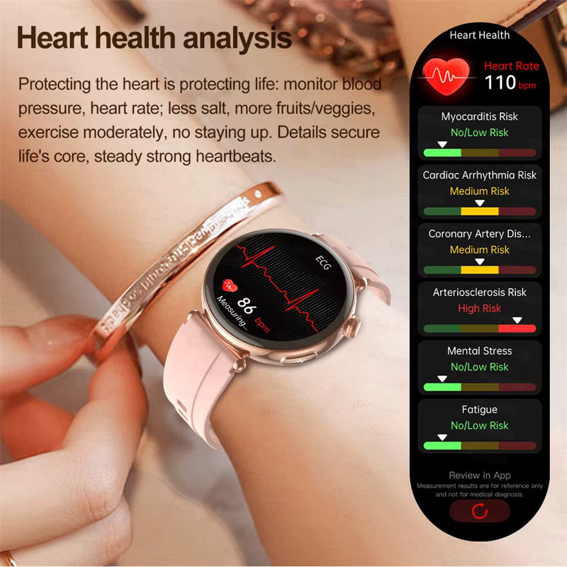 MAVHX Damen Smartwatch in Pink mit AMOLED-Bildschirm, Anruffunktion, EKG und Blutdruckmessung - Bild 6