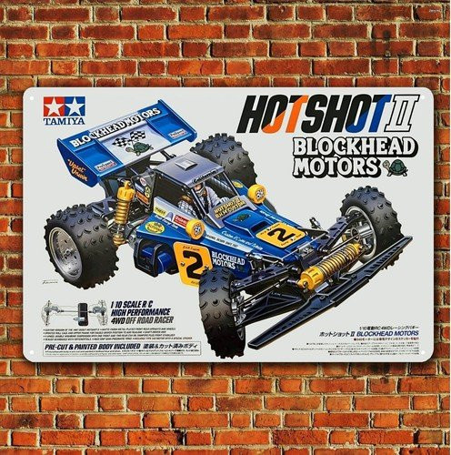 Tamiya Hot Shot 2 Boxart Metallposter Vintage RC-Auto Blechschild Multicolor Breite: 20,0 cm, Höhe: 14,0 cm - Bild 1