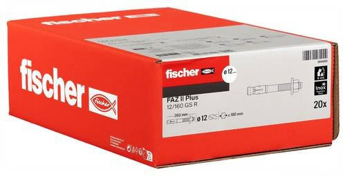Fischer FAZ II Plus Bolzenanker aus Stahl, Farbe: Rot, Durchmesser: 12 mm, Länge: 160 mm, 20 Stück - Bild 1