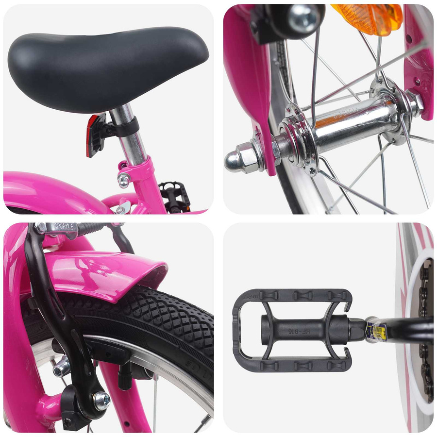 VD Home Furnishing Kinderfahrrad 16 Zoll Dunkelrosa - Bild 2