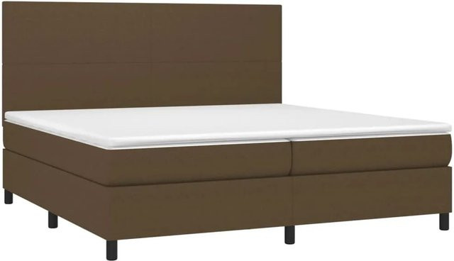 vidaXL Boxspringbett mit Matratze und LED-Unterbettbeleuchtung in Dunkelbraun, Hybridbett mit USB-Ladeanschluss und Taschenfederkern, B/T: 200 x 200 cm - Bild 1