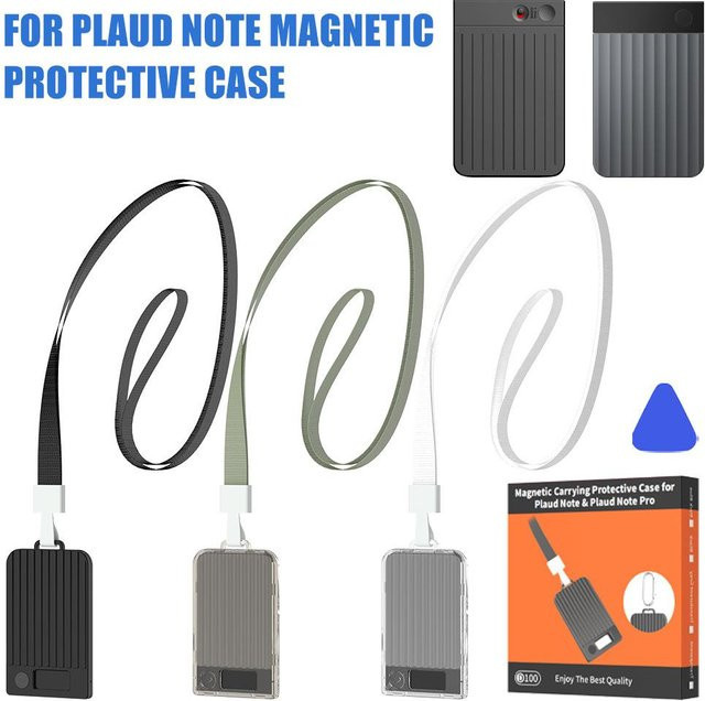 Magnetische Schutzhülle für Plaud Note & Note Pro (2025) in Schwarz mit abnehmbarem Trageband, Karabiner und Öffnungswerkzeug - Bild 1
