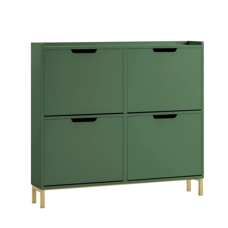 SoBuy Schuhschrank FSR100 schmal in Dunkelgrün mit 4 Klappen und 8 Ablageflächen - Bild 2