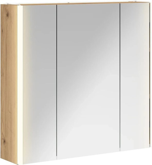 vidaXL Badezimmerspiegelschrank Eiche Braun mit LED-Beleuchtung und Glasfront, B/T/H: 60,5 x 15,5 x 12,21 cm - Bild 1