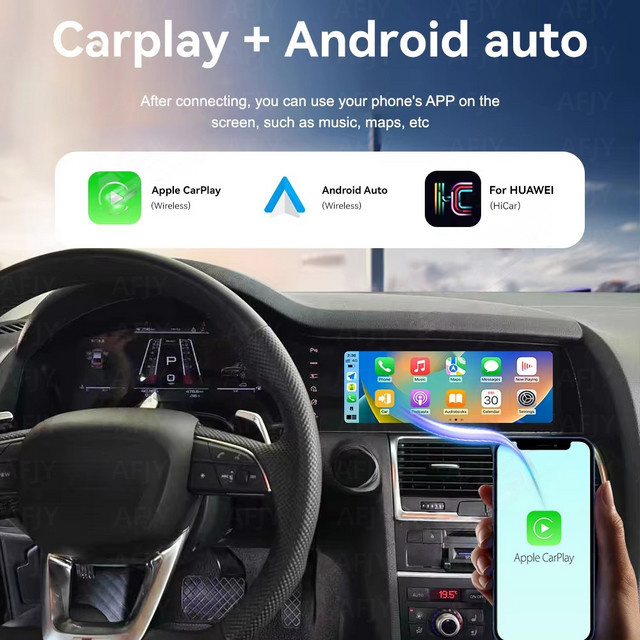 YANFU Drahtloses Digitales Cockpit für Audi Q7 4L 2005-2015 mit CarPlay und Android Auto LCD Dashboard in Schwarz - Bild 1
