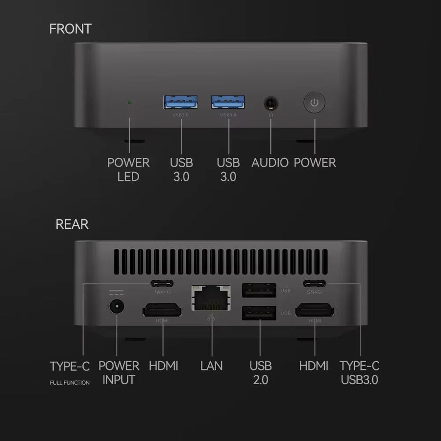Mini PC mit Windows 11, Intel Core i9 10980HK, 32GB RAM, 1TB SSD, WiFi 6 und Bluetooth 5.2, Schwarz - Bild 4