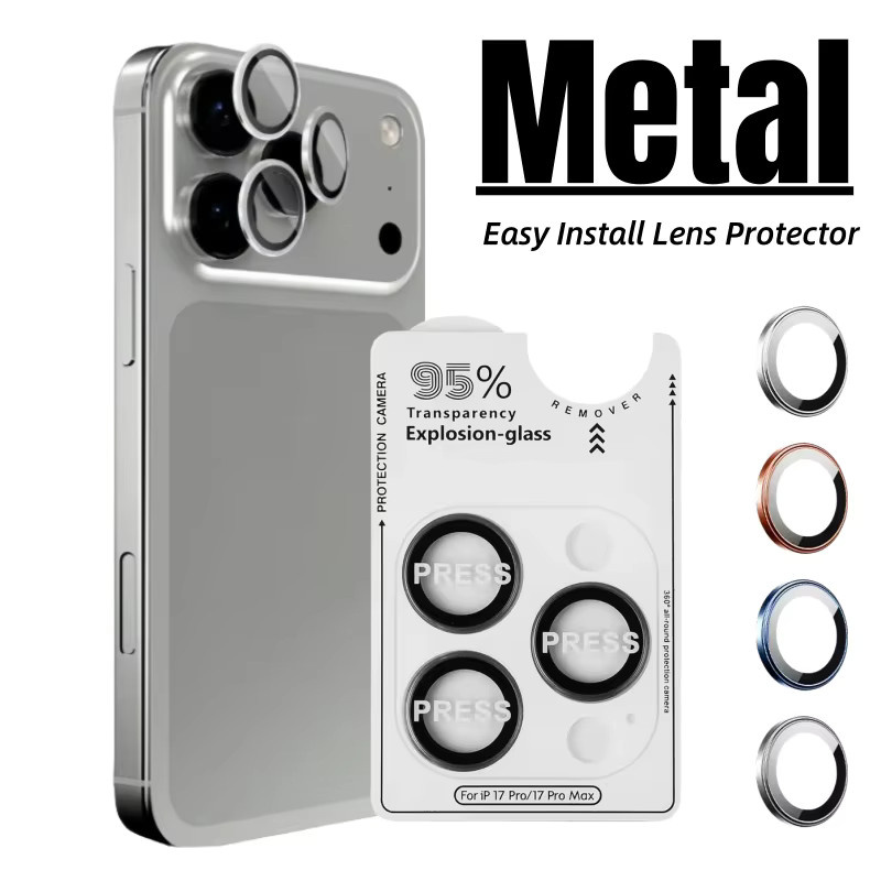 Abnehmbarer AR+AF Kameraobjektivring aus Glas für iPhone 17 16 Pro Max 17 Air in Silber als Metall-Objektivschutz und Objektivabdeckung - Bild 2