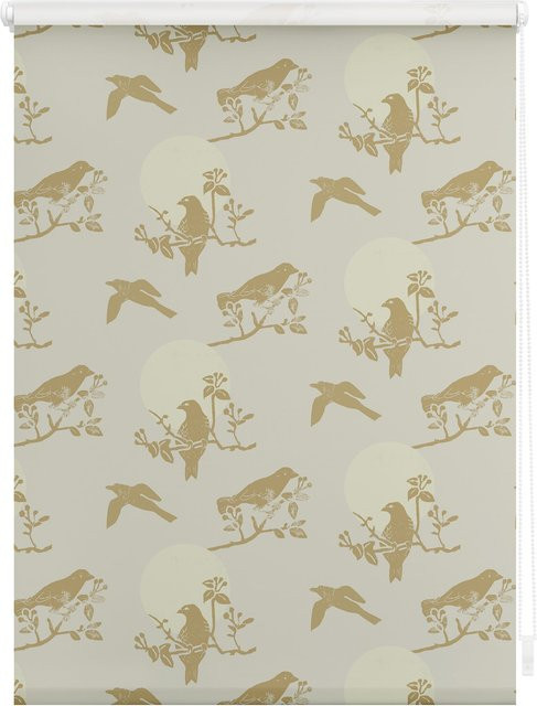 Lichtblick Rollo Klemmfix Moon Birds blickdicht in Beige ohne Bohren - Bild 1