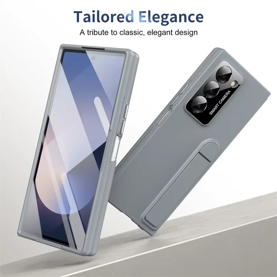 Stoßfeste Hide Stand Protect Handyhülle aus Kunststoff für Samsung Galaxy Z Fold 7, 6, 5, 4, 3 in Schwarz und Grau - Bild 3