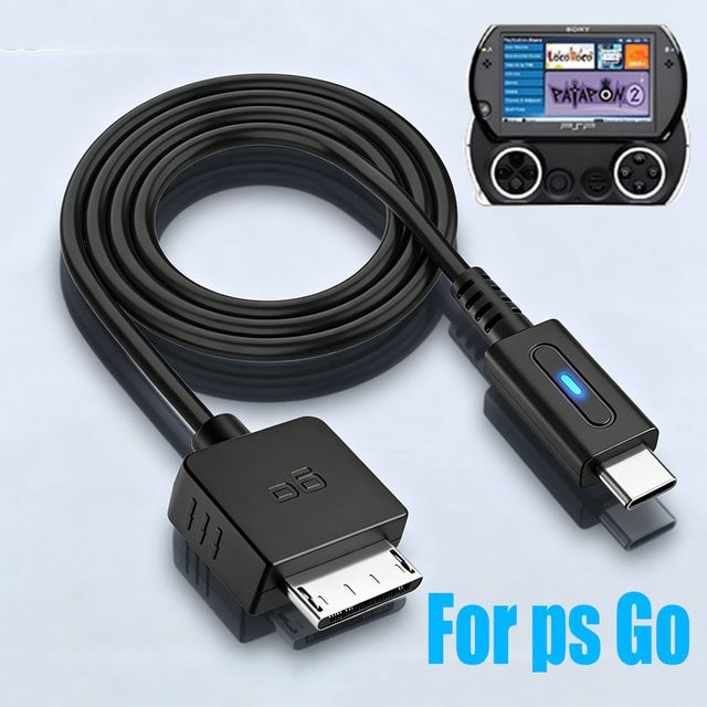 USB-C Lade- und Datenkabel für PSP Go Spielekonsole, LED-Konverterkabel in Schwarz - Bild 1