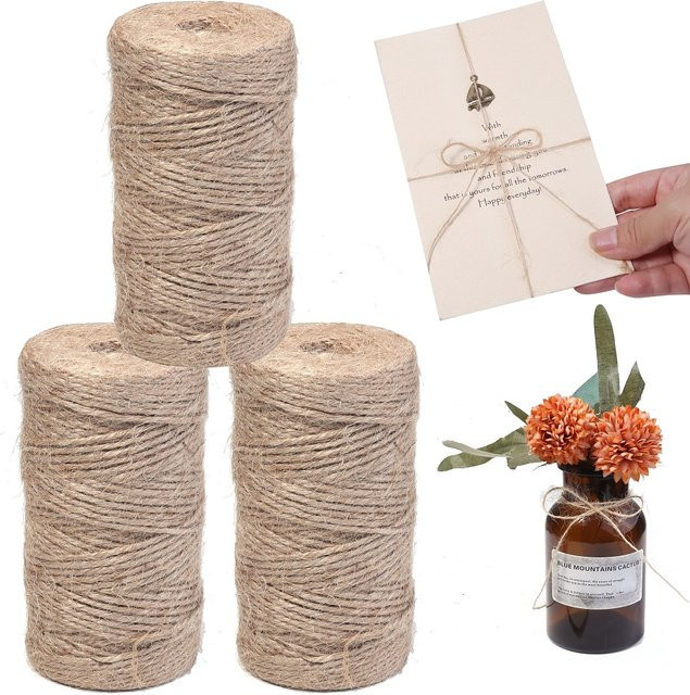 Natürliches Juteseil in Beige, 100 Meter Bastelband für DIY, Hochzeit und Heimdekoration, Durchmesser 1–3 mm - Bild 1