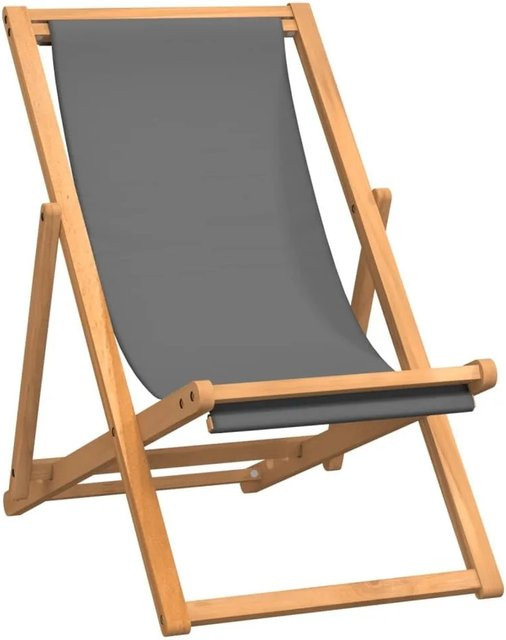 vidaXL Strandstuhl klappbar aus Teak-Hartholz in Grau - Bild 1