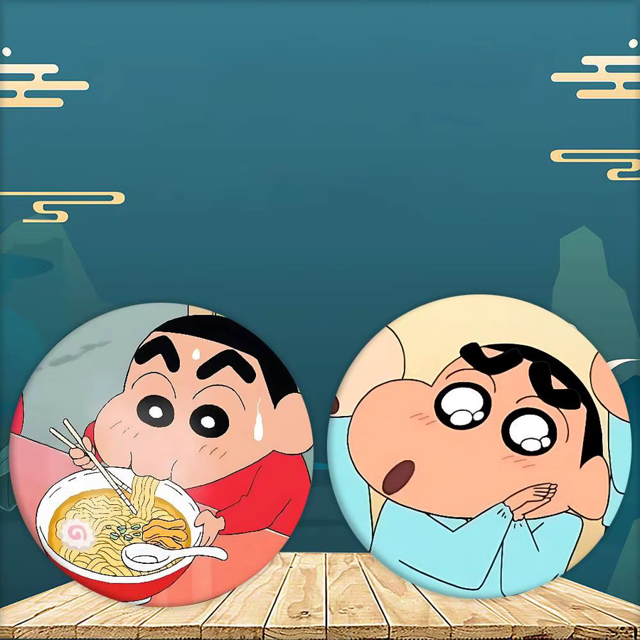 52TOYS Shin-chan Cartoon Anstecknadeln Runde Brosche aus Metall in Multicolour für Taschen als Zubehör und Souvenir - Bild 4