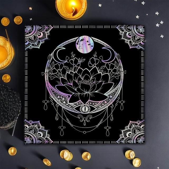 VIKAMA Tarot Tischdecke mit Mandala Design für dein Home Decor und als Astrologie Altartuch im Boho-Stil - Bild 1
