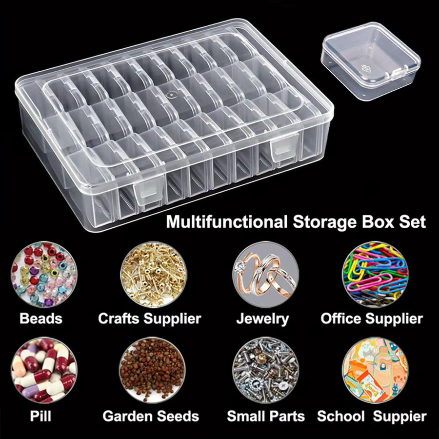 30er Set transparente Perlen-Aufbewahrungsboxen aus Kunststoff mit Deckel für Schmuck, Bastelzubehör und Kleinteile - Bild 3