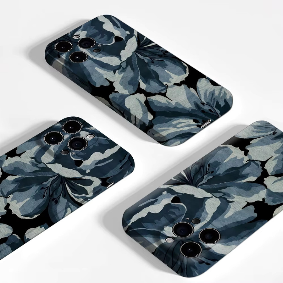 Robuste Magnetische Handyhülle mit blauem Blumen-Kunstdesign für iPhone 17 16 15 14 13 Pro Max Plus von Potdemiel - Bild 3