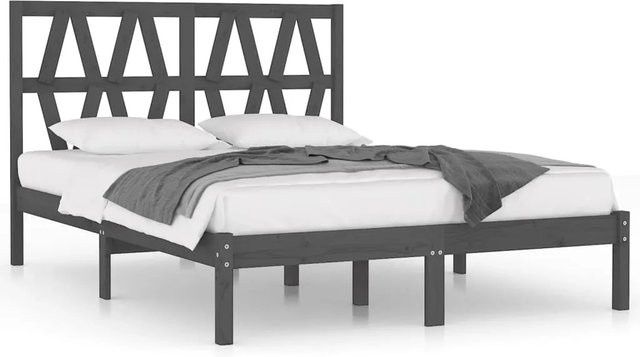 vidaXL Massivholzbett aus Kiefer in Grau im rustikalen Design B/T/H: 200 x 200 x 205,5 cm - Bild 1
