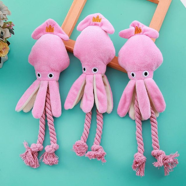 BB Tintenfisch Welpe Oktopus Plüschtier, Seilspielzeug, mit Quietschfunktion - Bild 1