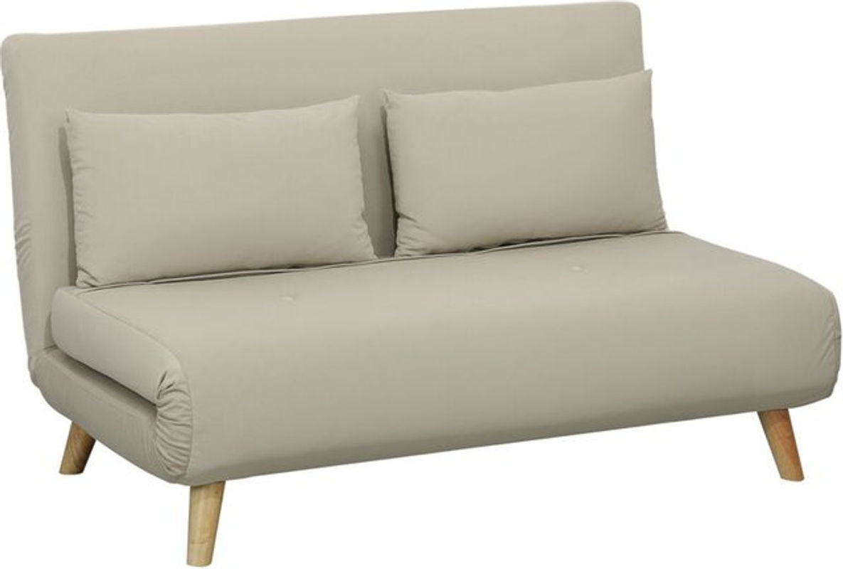 HOMCOM 3 in 1 Schlafsofa in Beige mit Samtoptik, klappbare Couch mit verstellbarer Rückenlehne und Lendenkissen, Breite: 130 cm, Tiefe: 78 cm, Höhe: 79 cm - Bild 1