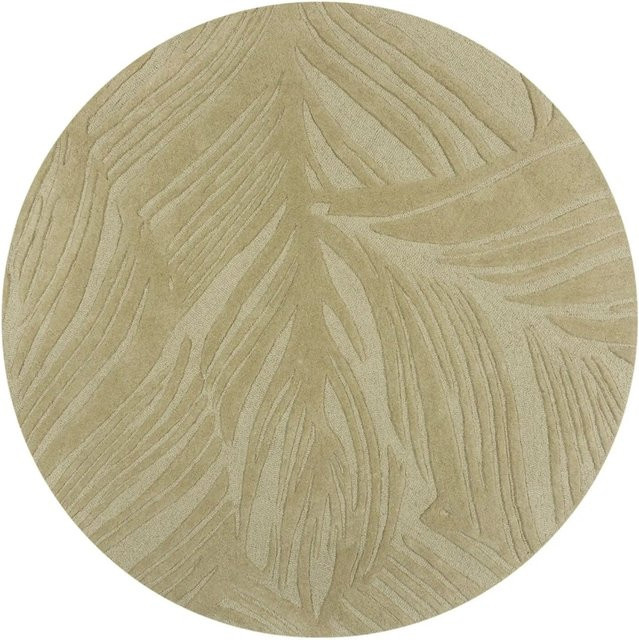 Flair Rugs Wollteppich Lino Leaf Rund Ø 160 cm Salbei Grün Beige - Bild 1