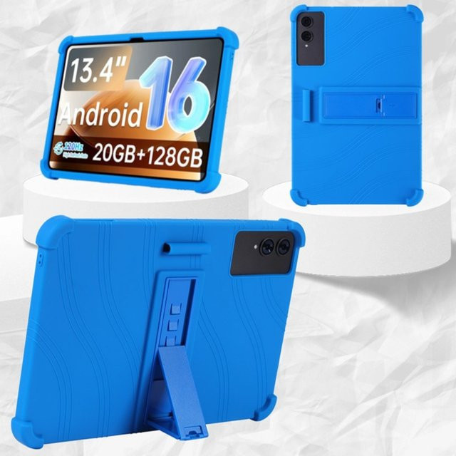 Weiche Silikonhülle für Teclast T65 Plus und T60 Pro 13,4 Zoll Tablet mit Rückseitenständer in Blau und Multicolour - Bild 1