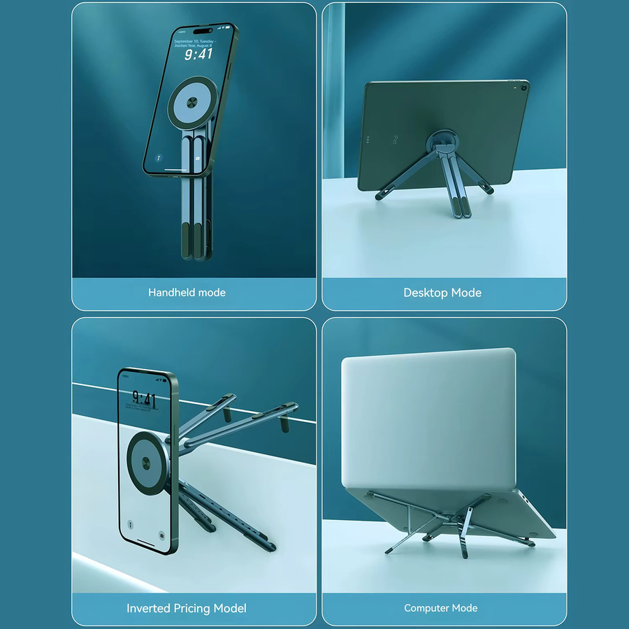 BESY Magnetischer Handyhalter und Selfie-Stick in Grau, faltbares Handstativ für iPhone, iPad, Tablet und Laptop - Bild 5