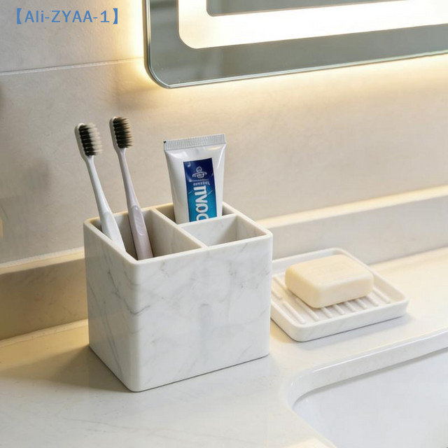JETTING Zahnbürstenhalter aus Diatomit in Weiß, schnell trocknender Organizer für elektrische Zahnbürsten und Zahnpasta mit Drainagefunktion - Bild 1