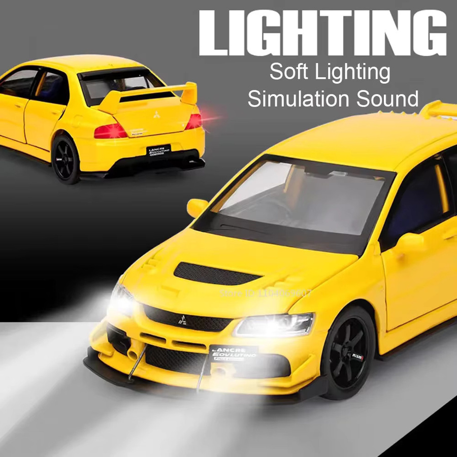 MAKEDA Mitsubishi Lancer Evolution IX Sportwagen, Modell Spielzeug, 1:32, Metall, mit Licht und Sound - Bild 4