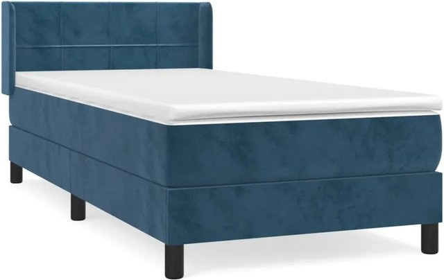 vidaXL Boxspringbett mit Matratze Dunkelblau Samt B/T/H: 90 x 190 cm - Bild 1