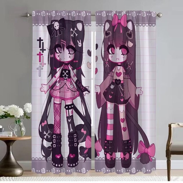Geoxor Moneko Elegante Tüll-Raumvorhänge für Wohnzimmer und Schlafzimmer, 2 Stück, Farbe: Pink, B: 50 cm, H: 70 cm - Bild 1