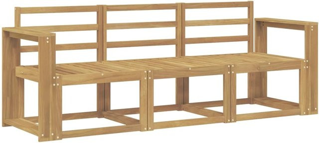vidaXL Outdoor-Sofagarnitur 3-teilig aus Akazienholz in Weiß, B/T/H: 197,5 x 63 x 73 cm - Bild 1