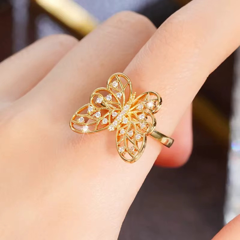 Huitan Damenring, Schmetterling, Zirkonia, Gold - Bild 3