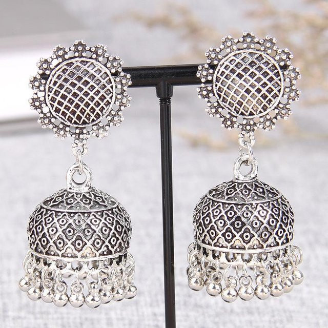 Ohrringe Sonnenblume Blume Glocke, Silber, Kupfer, Damen - Bild 1