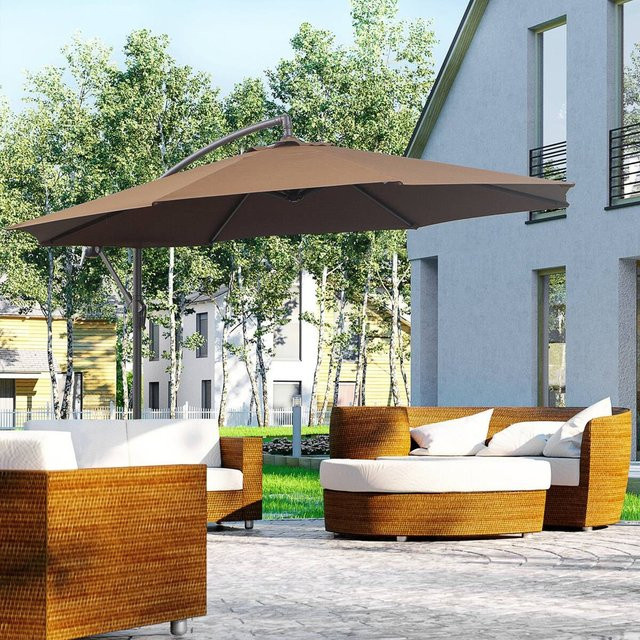 Outsunny Ampelschirm in Braun aus Stahl und Polyester - Bild 1